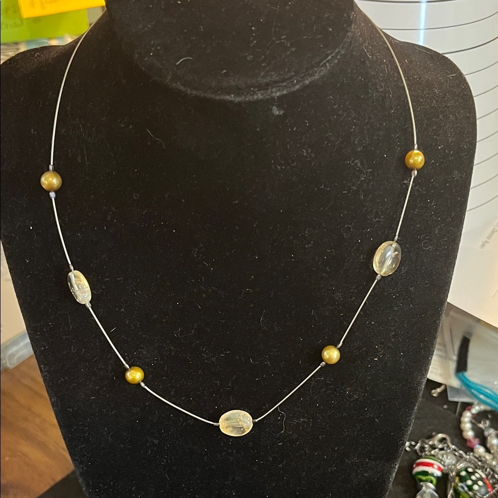 Retired 925 Silpada Citrine Wire Necklace Elegant